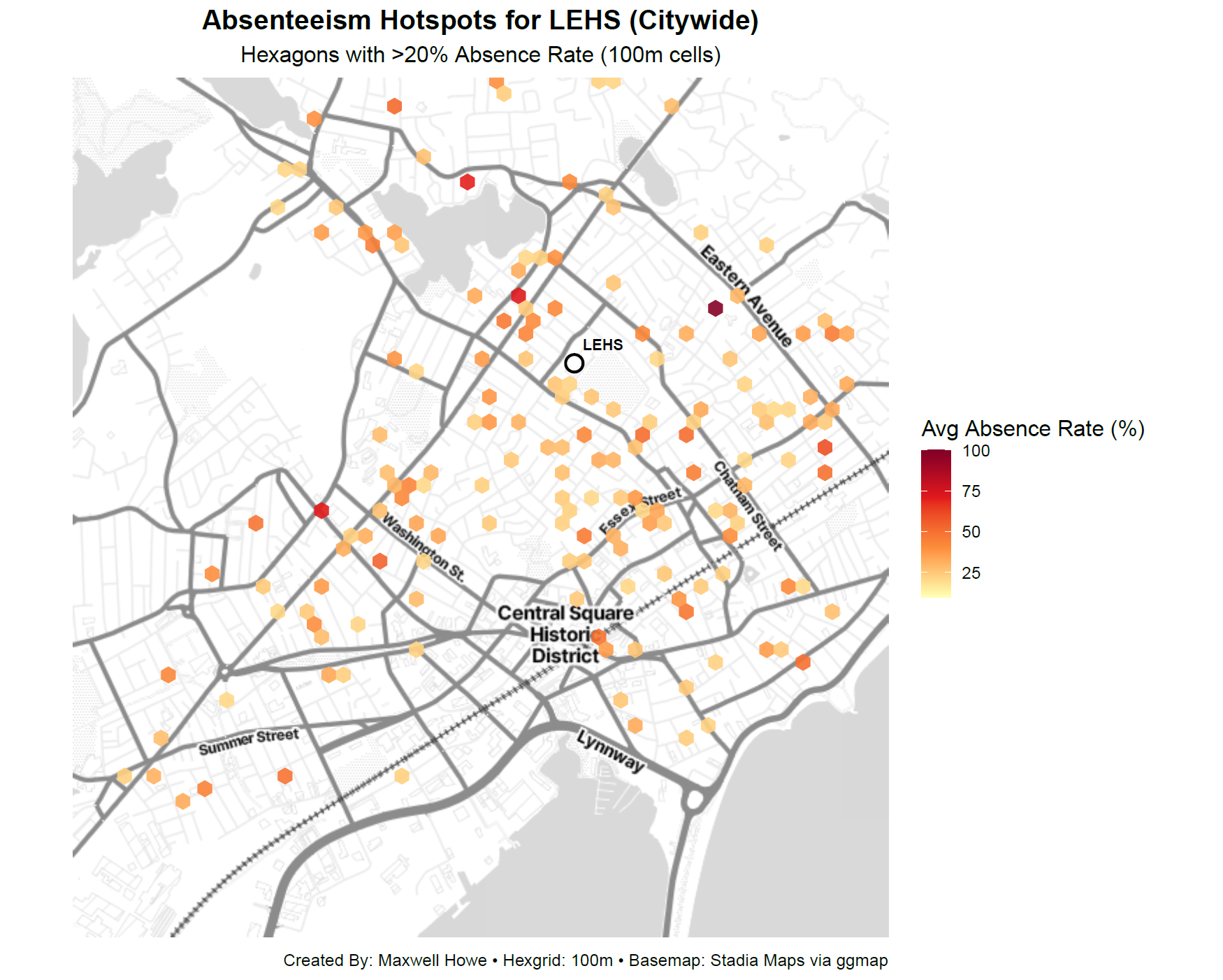 Lynn: Absenteeism Hotspots (Citywide Hexbin)
